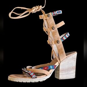 Donald J Pliner beads and scull heels, size 8 B